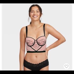 Ardene Pink and Black Lace Bra